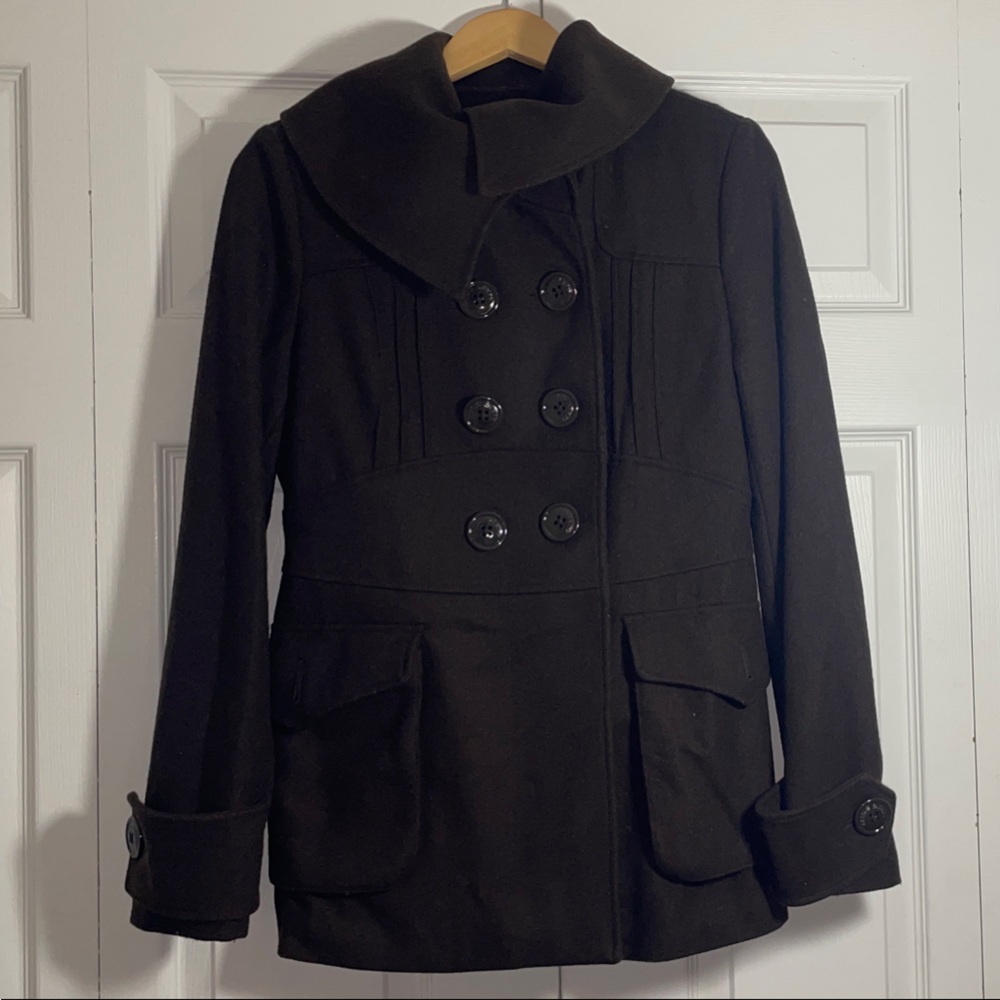 Y2K Miss Sixty Black Double-Breasted chocolate Brown Coat